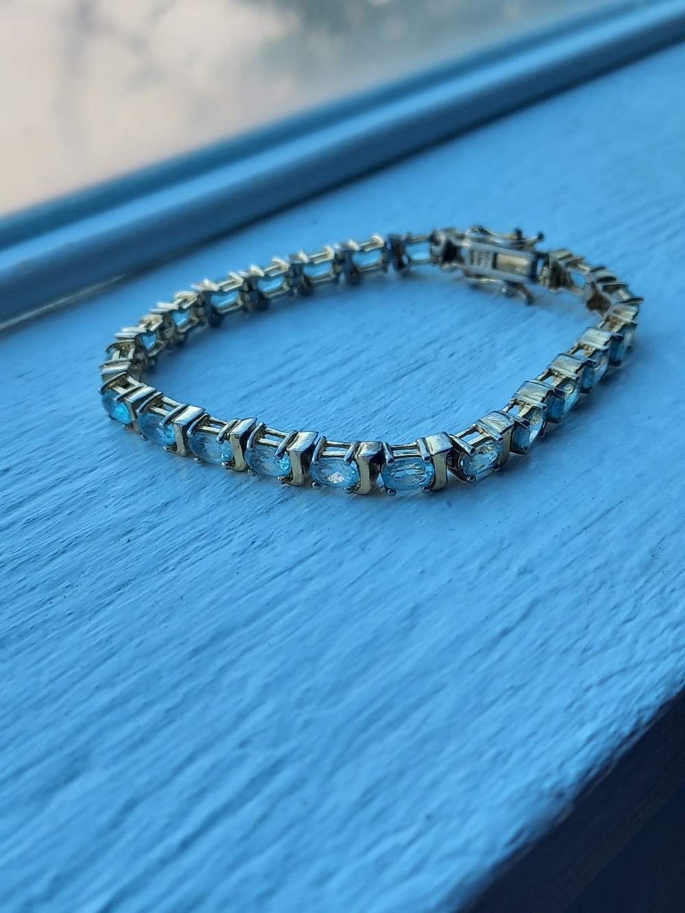 SHOWING ✨️ Stunning Aquamarine Tennis Bracelet